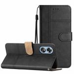 For OPPO A17 Business Style Cowhide Texture Leather Phone Case(Black)