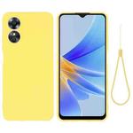 For OPPO A17 / A17K Pure Color Liquid Silicone Shockproof Phone Case(Yellow)