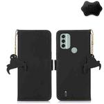 For Nokia C31 Genuine Leather Magnetic RFID Leather Phone Case(Black)