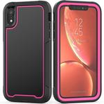 For iPhone XR Frame Series TPU + PC Dust-proof Scratch-proof Drop-proof Protective Case(Rose Red)