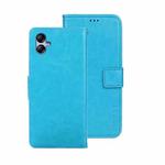 For Samsung Galaxy A04e 4G idewei Crazy Horse Texture Leather Phone Case(Sky Blue)