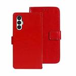 For Tecno Pova 3 idewei Crazy Horse Texture Leather Phone Case(Red)