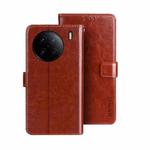 For vivo X90 Pro idewei Crazy Horse Texture Leather Phone Case(Brown)