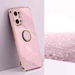 For OPPO Find X5 XINLI Straight Edge 6D Electroplate TPU Phone Case with Ring Holder(Cherry Purple)