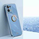 For OPPO Reno8 XINLI Straight Edge 6D Electroplate TPU Phone Case with Ring Holder(Celestial Blue)