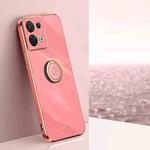 For OPPO Reno8 Pro XINLI Straight Edge 6D Electroplate TPU Phone Case with Ring Holder(Hawthorn Red)