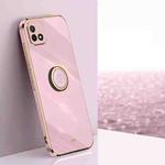 For Realme C20 XINLI Straight Edge 6D Electroplate TPU Phone Case with Ring Holder(Cherry Purple)