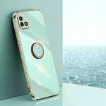 For Realme C20 XINLI Straight Edge 6D Electroplate TPU Phone Case with Ring Holder(Mint Green)