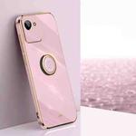 For Realme C30 XINLI Straight Edge 6D Electroplate TPU Phone Case with Ring Holder(Cherry Purple)