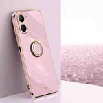 For Realme C33 4G XINLI Straight Edge 6D Electroplate TPU Phone Case with Ring Holder(Cherry Purple)