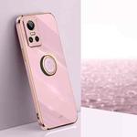 For Realme GT Neo 3 XINLI Straight Edge 6D Electroplate TPU Phone Case with Ring Holder(Cherry Purple)