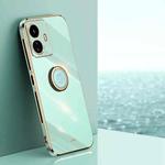 For vivo Y77 5G Global XINLI Straight Edge 6D Electroplate TPU Phone Case with Ring Holder(Mint Green)