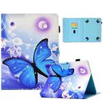 For 10 inch Tablet Electric Pressed TPU Leather Tablet Case(Blue Butterfly)