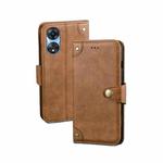 For OPPO A58 5G idewei Retro Texture Leather Phone Case(Khaki)