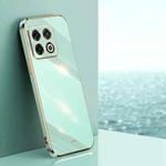 For OnePlus 10 Pro XINLI Straight 6D Plating Gold Edge TPU Phone Case(Mint Green)