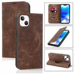 For iPhone 14 Wireless Charging Magsafe Leather Phone Case(Brown)