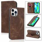 For iPhone 14 Pro Max Wireless Charging Magsafe Leather Phone Case(Brown)