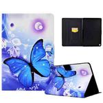 For Amazon Kindle Fire HD 10 2021 Electric Pressed TPU Smart Leather Tablet Case(Blue Butterfly)