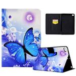 For iPad mini 5 / 4 / 3 / 2 / 1 Electric Pressed TPU Smart Leather Tablet Case(Blue Butterfly)