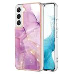 For Samsung Galaxy S23+ 5G Electroplating Marble Dual-side IMD TPU Phone Case(Purple 001)