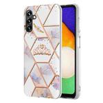 For Samsung Galaxy A14 5G Splicing Marble Flower IMD TPU Phone Case(Crown)