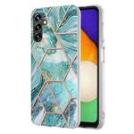 For Samsung Galaxy A14 5G Electroplating IMD Splicing Dual-side Marble TPU Phone Case(Blue)