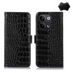 For OPPO Reno9 / Reno9 Pro Crocodile Top Layer Cowhide Leather Phone Case(Black)