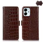 For Honor 80 SE Crocodile Top Layer Cowhide Leather Phone Case(Brown)