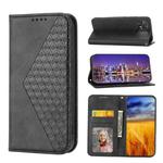 For Xiaomi Poco C40 Cubic Grid Calf Texture Magnetic Leather Phone Case(Black)