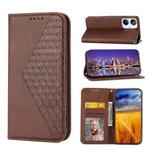 For Realme 10 4G Cubic Grid Calf Texture Magnetic Leather Phone Case(Brown)