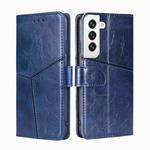 For Samsung Galaxy S23 5G Geometric Stitching Horizontal Flip Leather Phone Case(Blue)