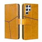 For Samsung Galaxy S23 Ultra 5G Geometric Stitching Horizontal Flip Leather Phone Case(Yellow)