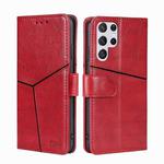For Samsung Galaxy S23 Ultra 5G Geometric Stitching Horizontal Flip Leather Phone Case(Red)