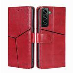 For Samsung Galaxy S23+ 5G Geometric Stitching Horizontal Flip Leather Phone Case(Red)