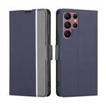 For Samsung Galaxy S23 Ultra 5G Twill Texture Side Button Leather Phone Case(Blue)