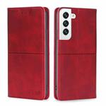 For Samsung Galaxy S23 5G Cow Texture Magnetic Horizontal Flip Leather Phone Case(Red)