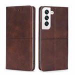 For Samsung Galaxy S23+ 5G Cow Texture Magnetic Horizontal Flip Leather Phone Case(Dark Brown)