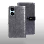 For Tecno Camon 19 idewei Crocodile Texture Leather Phone Case(Grey)