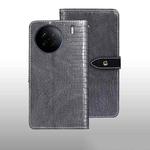 For vivo X90 idewei Crocodile Texture Leather Phone Case(Grey)