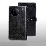 For vivo X90 idewei Crocodile Texture Leather Phone Case(Black)