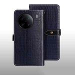 For vivo X90 Pro+ idewei Crocodile Texture Leather Phone Case(Dark Blue)