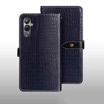 For Tecno Pova 4 idewei Crocodile Texture Leather Phone Case(Dark Blue)