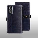 For ZTE Axon 30S idewei Crocodile Texture Leather Phone Case(Dark Blue)