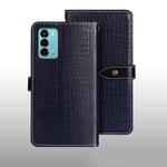 For ZTE Blade A72 4G idewei Crocodile Texture Leather Phone Case(Dark Blue)