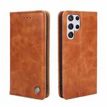 For Samsung Galaxy S23 Ultra 5G Non-Magnetic Retro Texture Flip Leather Phone Case(Brown)