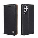 For Samsung Galaxy S23 Ultra 5G Non-Magnetic Retro Texture Flip Leather Phone Case(Black)