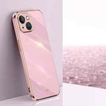 For iPhone 14 XINLI Straight 6D Plating Gold Edge TPU Shockproof Case(Cherry Purple)