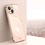 For iPhone 14 XINLI Straight 6D Plating Gold Edge TPU Shockproof Case(Pink)