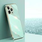 For iPhone 14 Pro Max XINLI Straight 6D Plating Gold Edge TPU Shockproof Case(Mint Green)