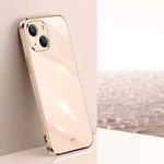 For iPhone 13 XINLI Straight 6D Plating Gold Edge TPU Shockproof Case(Pink)